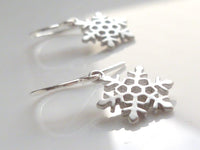 Little Snowflake Earrings, silver snowflake earring, small snowflake earring, winter earring, holiday earring, snow earring, Christmas - Constant Baubling