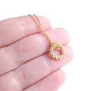 Gold Circle Necklace - small ring of tiny bubbles in matte finish on delicate thin gold-plated chain - geometric trendy pendant - Constant Baubling
