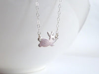 Silver Bunny Necklace, .925 sterling silver chain, baby bunny pendant, little bunny necklace, Easter gift, small silver rabbit necklace - Constant Baubling