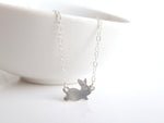Silver Bunny Necklace, .925 sterling silver chain, baby bunny pendant, little bunny necklace, Easter gift, small silver rabbit necklace - Constant Baubling
