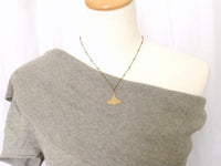 Ginkgo Leaf Necklace, bronze leaf necklace, antique brass necklace, old gold necklace, ruffled leaf necklace, leaf pendant, ginkgo pendant - Constant Baubling
