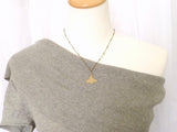 Ginkgo Leaf Necklace, bronze leaf necklace, antique brass necklace, old gold necklace, ruffled leaf necklace, leaf pendant, ginkgo pendant - Constant Baubling