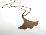 Ginkgo Leaf Necklace, bronze leaf necklace, antique brass necklace, old gold necklace, ruffled leaf necklace, leaf pendant, ginkgo pendant - Constant Baubling