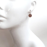 Antique Brass Disk Earrings, small bronze disk, disc earring, flat round earring, antique bronze, rustic earring, round dangle, thin circle - Constant Baubling