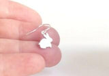 Silver Bunny Earrings, little silver rabbit earring, small rabbit dangle earring, baby bunny earring, girls Easter earring tiny silver bunny - Constant Baubling