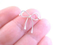 Sterling Silver Bow Necklace, silver ribbon necklace, wire bow necklace, bow pendant, sterling silver chain, delicate necklace, dainty charm - Constant Baubling