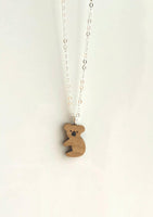 Koala Bear Necklace - small wooden cut shape pendant on delicate silver or gold chain - medium shade finish wood - cute Australian animal - Constant Baubling