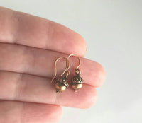 Acorn Earrings, antique copper earring, small acorn dangles, acorn charms, squirrel earring, rustic acorns, oxidized dark copper autumn fall - Constant Baubling