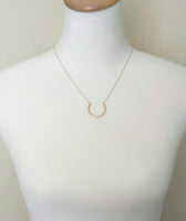 Gold Horseshoe Necklace - 14K gold fill chain & brass u shape round pendant - delicate simple open circle minimalist semicircle - Constant Baubling