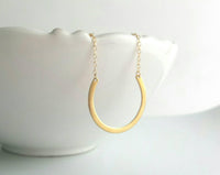 Gold Horseshoe Necklace - 14K gold fill chain & brass u shape round pendant - delicate simple open circle minimalist semicircle - Constant Baubling
