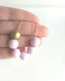 Pink Gold Bead Necklace, wood bead necklace, long gold chain, painted bead necklace, round wooden bead necklace, baby pink and matte gold - Constant Baubling