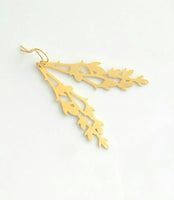 Gold Branch Earrings - long thin leafy tree outline in matte gold plated brass - 14K gold fill upgrade gifts for her under 25 - vine leaves - Constant Baubling